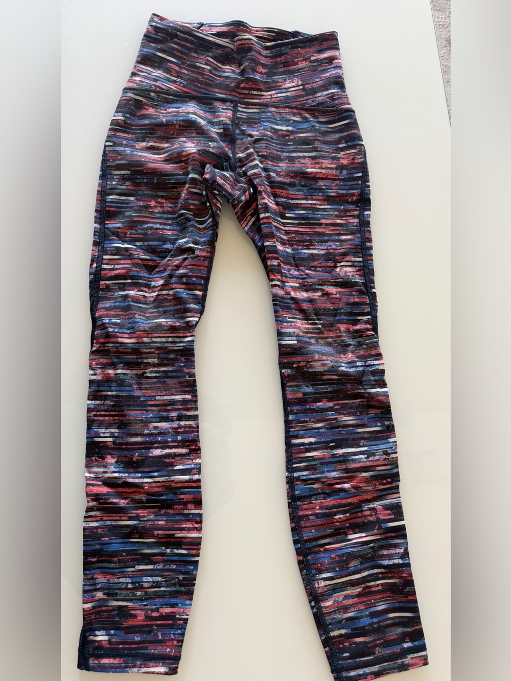 lululemon athletica Striped Active Leggings - red, Blue & Black